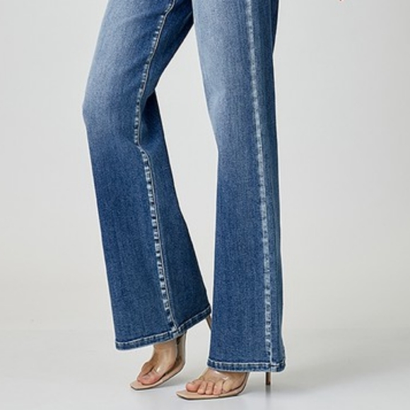 RISEN High-Rise Waist Straight Leg Mom Jeans Relaxed Fit Distressed Denim Pants - Picture 13 of 15